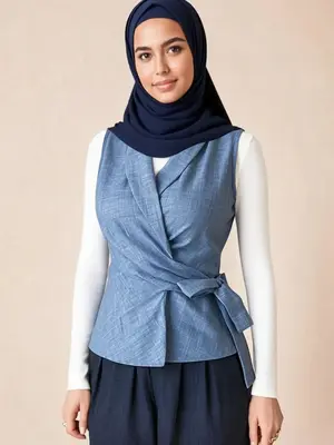 Women's Solid Color Tie Side V Neck Blouse, Casual Sleeveless Top for Daily Wear, Ladies Clothes for Summer, Shirts