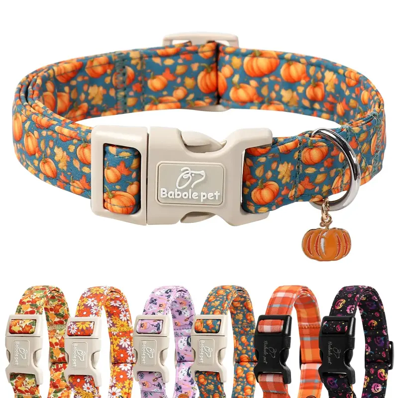 Babole Pet Fall Pumpkin Dog Collar – Lightweight Adjustable Autumn Collar for Small, Medium & Large Dogs