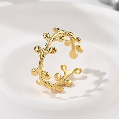 Leaf 304 Stainless Steel Open Cuff Rings