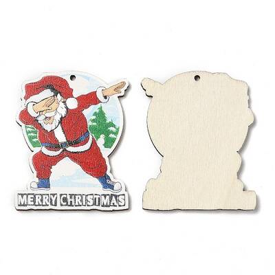 Single Face Christmas Printed Wood Big Pendants
