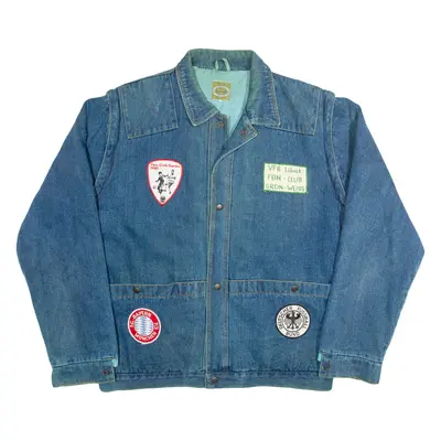 FREE LOOKS Football Clubs Mens Denim Jacket Blue 90s M
