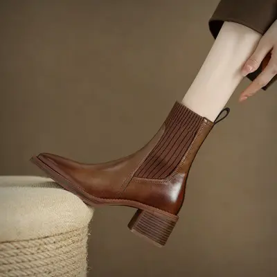 CHIKO Zina Round Toe Block Heels Ankle Boots