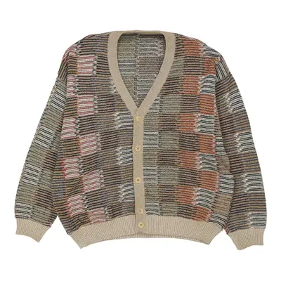 Unbranded Checked Cardigan - Large Beige Cotton Blend