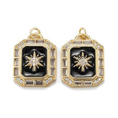 Brass Micro Pave Clear Cubic Zirconia Pendants