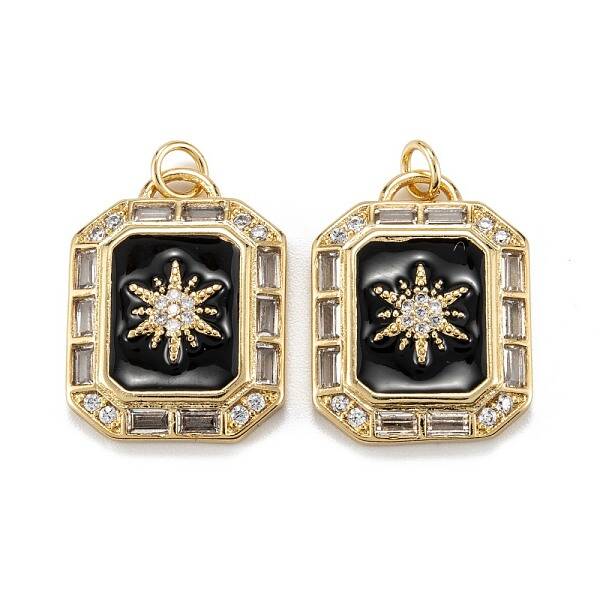 Brass Micro Pave Clear Cubic Zirconia Pendants