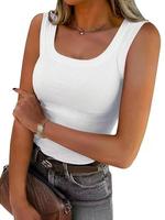 Women's Solid Color Square Neck Tank Top, Casual Sleeveless Top for Summer, Women's Clothing for Daily Wear