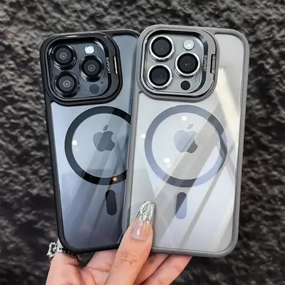 Metal Lens Kickstand Case for iPhone 17 Pro Max 17 Air 16 15 14 13 Pro Max compatible with Magnetic MagSafe Charging, with Ca...