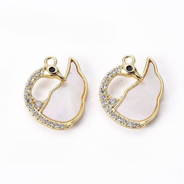 Brass Micro Pave Clear Cubic Zirconia Charms
