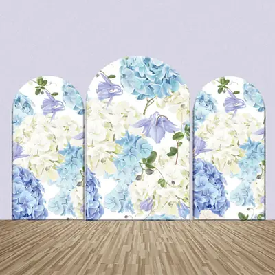 Violet Blue White Flowers Wedding Arch Backdrop Kit - Aperturee