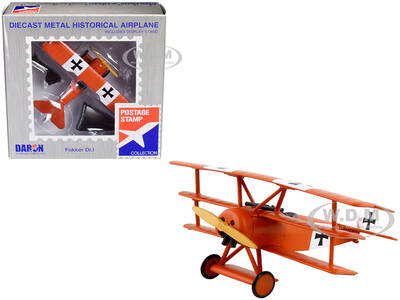 Fokker Dr.I Tri-plane Aircraft Red Baron German Air Force 1/63 Diecast Model Airplane by Postage Stamp
