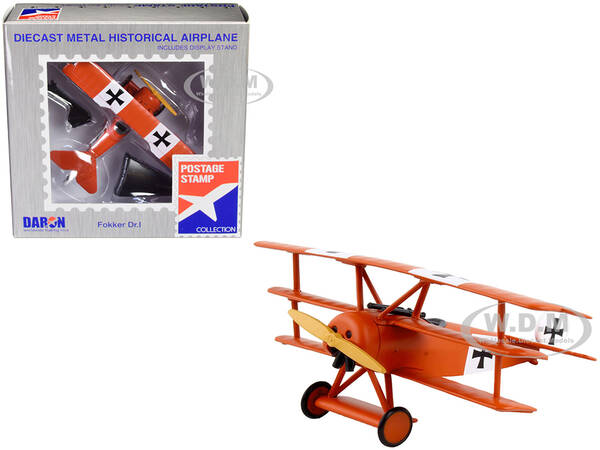 Fokker Dr.I Tri-plane Aircraft Red Baron German Air Force 1/63 Diecast Model Airplane by Postage Stamp