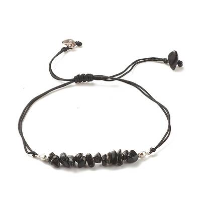 Natural Obsidian Chips Braided Bead Bracelet