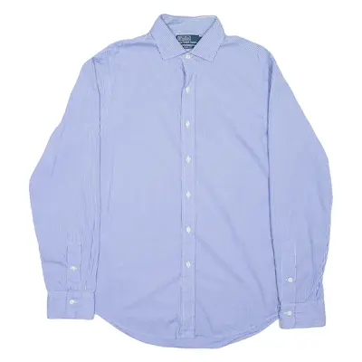 POLO RALPH LAUREN Slim Fit Mens Shirt Blue Striped Long Sleeve L
