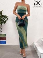 Women's Ruched Tube Dress, Formal Elegant Minimalist Sleeveless Strapless Dress for Prom Party Evening, Ladies Clothes for Al...
