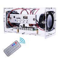 DIY Bluetooth-Compatible Speaker Kit, Mini Stereo Sound Amplifier Soldering Projects Transparent with Colorful LED Flashing L...