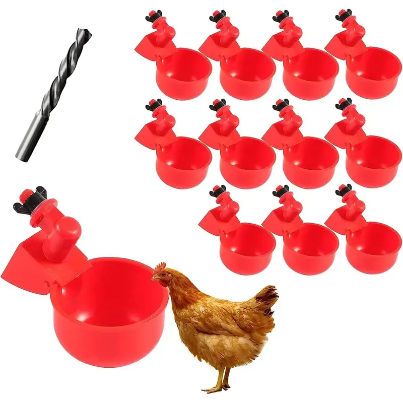 Chicken Water Cup Waterer for Poultry - 3/8 in Automatic Filling Waterer for Duck, Turkey, Geese & Other Poultry - Feeding Pe...
