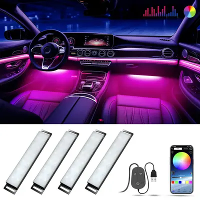 USB Powered Car Interior LED Light - 5M Fiber Ambient Light for Summer & Fall, Car Electronics, Multiple Color Modes, Car Acc...