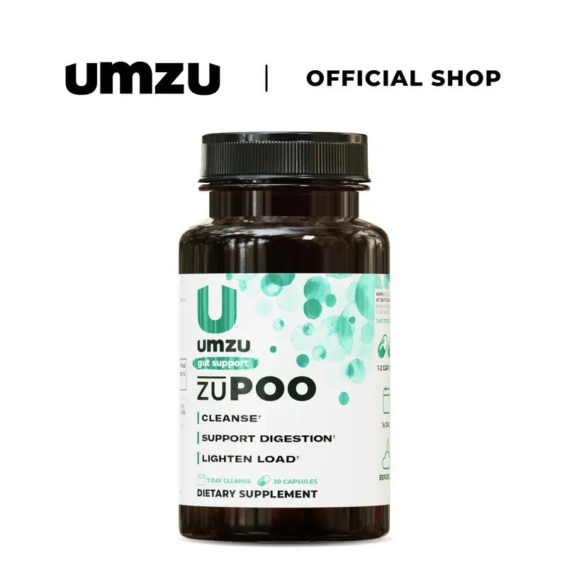 [UMZU Official] zuPOO Gut Cleanse & Digestive Support with Magnesium & Cascara Sagrada – 30 Capsules – Natural 7-Day Deto...