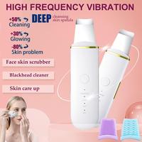 Rechargeable Ultrasonic Skin Scrubber, USB Rechargeable Facial Cleaner with High-frequency Vibration Massage, Facial Skin Car...
