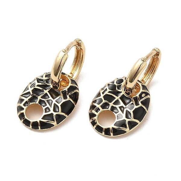 Oval Real 18K Gold Plated Brass Dangle Hoop Earrings