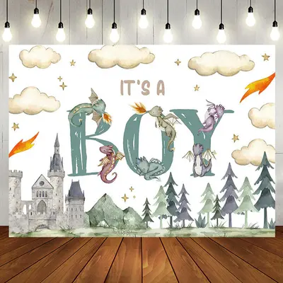 Its A Boy Castle Forest Magic Baby Shower Backdrop - Aperturee