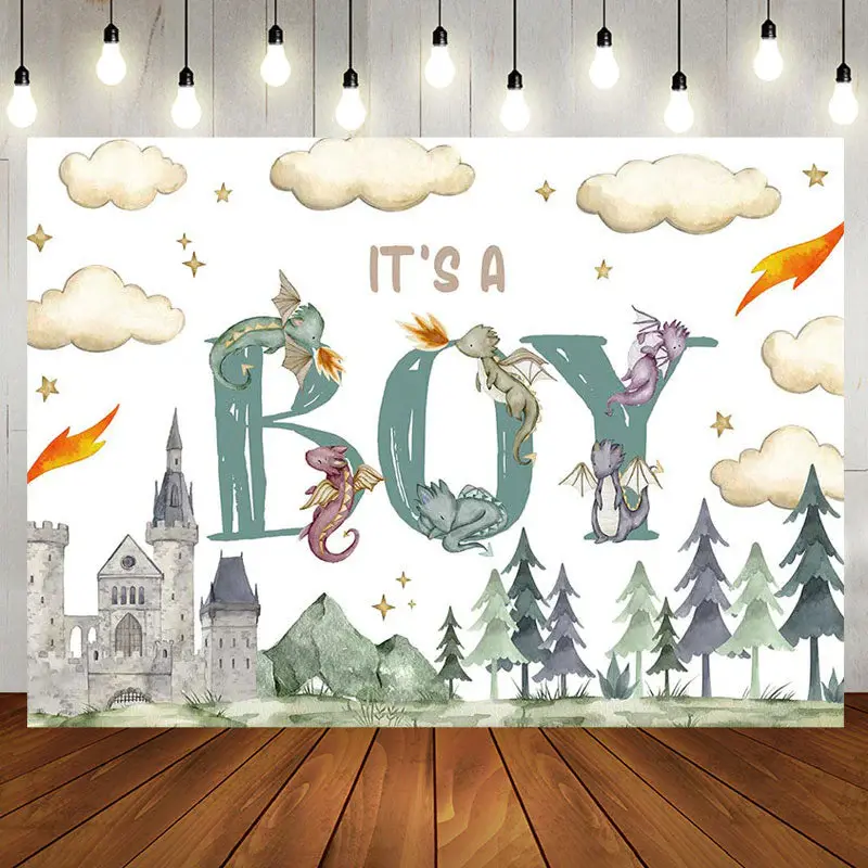 Its A Boy Castle Forest Magic Baby Shower Backdrop - Aperturee
