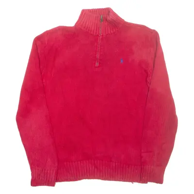 POLO RALPH LAUREN Boys Jumper Red 1/4 Zip Tight Knit XL