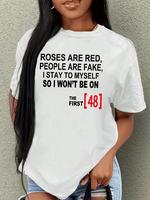 Women's Letter & Figure Print Round Neck Tee, Trendy Casual Drop Shoulder Short Sleeve T-Shirt for Daily Wear, Ladies Summer ...