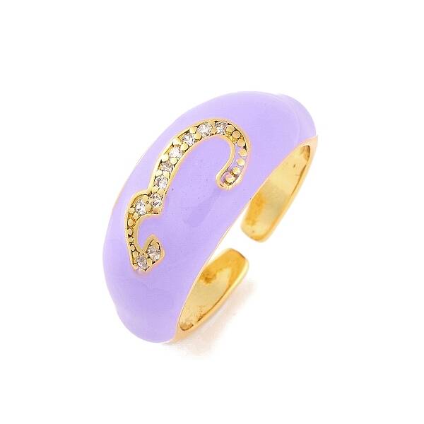Number 3 Brass Micro Pave Clear Cubic Zirconia Open Cuff Rings