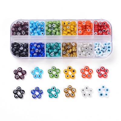 12 Colors Handmade Evil Eye Lampwork Beads
