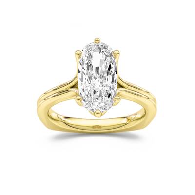 Fleur Elongated Cushion Cut Lab Grown Diamond Engagement Ring | 14K Yellow Gold 3 1/2 CT. TW.