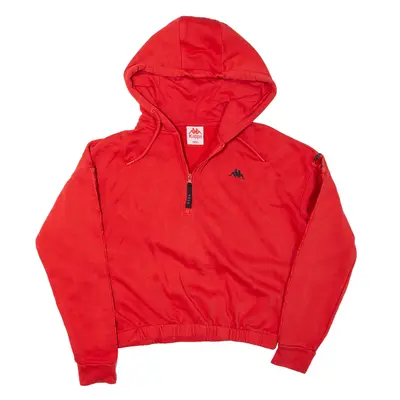 KAPPA Cropped 1/4 zip Hoodie Red Pullover Womens S
