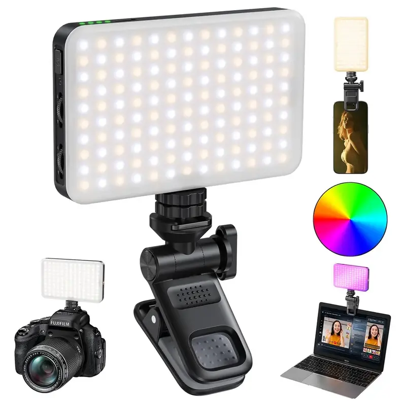 165LED Clip Cell Phone Light, Selfie Light, RGB Lighting, 10 Lighting Modes for iPhone, Laptop, Camera, Portable Fill Light f...