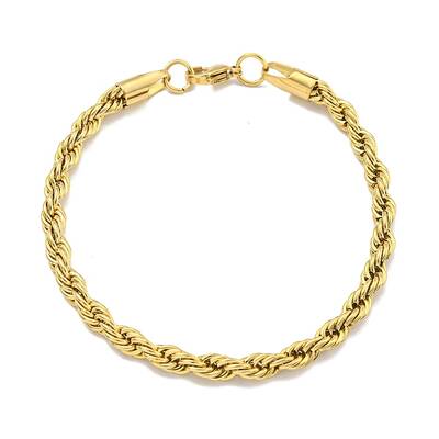 Ion Plating(IP) 5MM 304 Stainless Steel Rope Chain Bracelets for Women