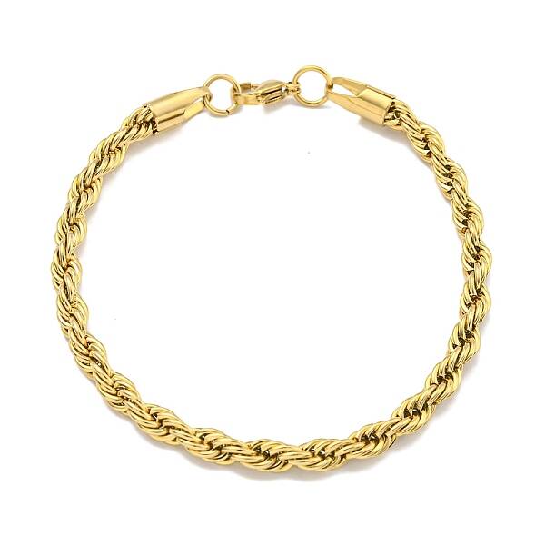 Ion Plating(IP) 5MM 304 Stainless Steel Rope Chain Bracelets for Women