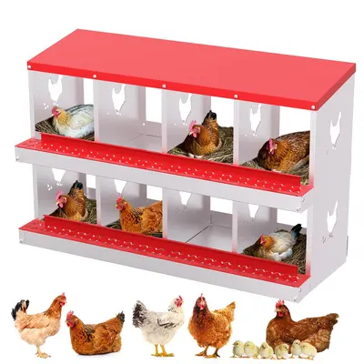 Garvee Chicken Nesting Box 8 Compartment Metal Galvanized Steel Durable Rust-Resistant Easy Egg Collection Ventilated for Coo...