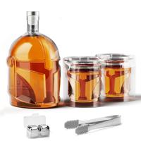Whiskey Decanter Set, 1 Count Helmet Design Whiskey Decanter with 2 Counts Glasses & 4 Counts Ice Stone & Tongs, Bar Utensils...