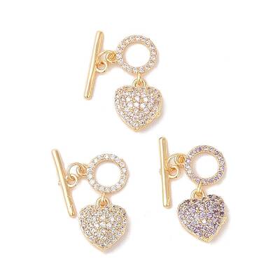 Brass Micro Pave Cubic Zirconia Toggle Clasps