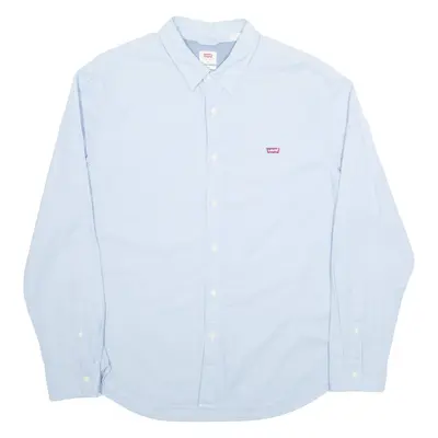 LEVI'S Slim Fit Denim Look Mens Plain Shirt Blue Long Sleeve L