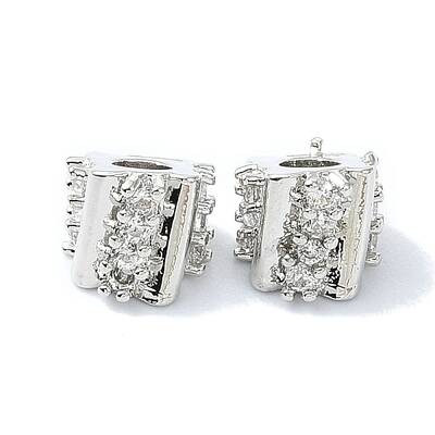 Rack Plating Brass Pave Clear Cubic Zirconia Beads