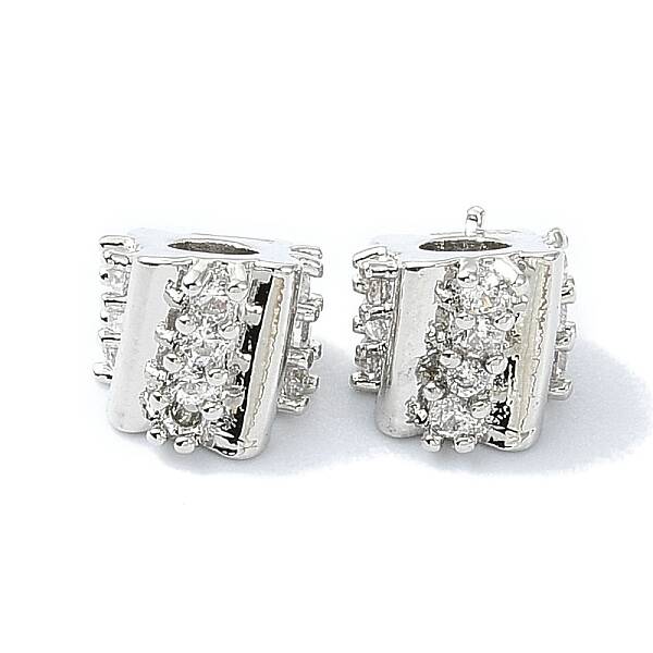 Rack Plating Brass Pave Clear Cubic Zirconia Beads