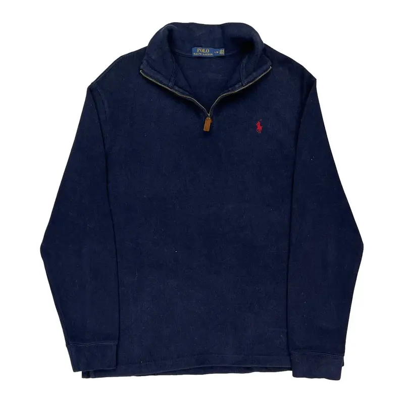 Ralph Lauren 1/4 Zip - Large Navy Cotton