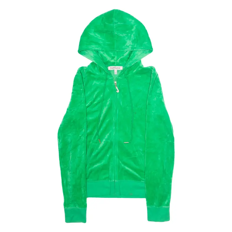 JUICY COUTURE Womens Green Hoodie Full Zip USA L