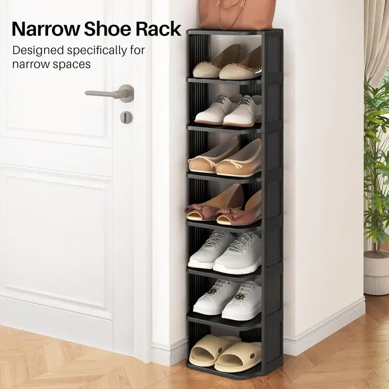UFORU Small shoe rack, 6/9-layer plastic vertical shoe rack for small spaces, freestanding shoe rack for closets, entryways F...
