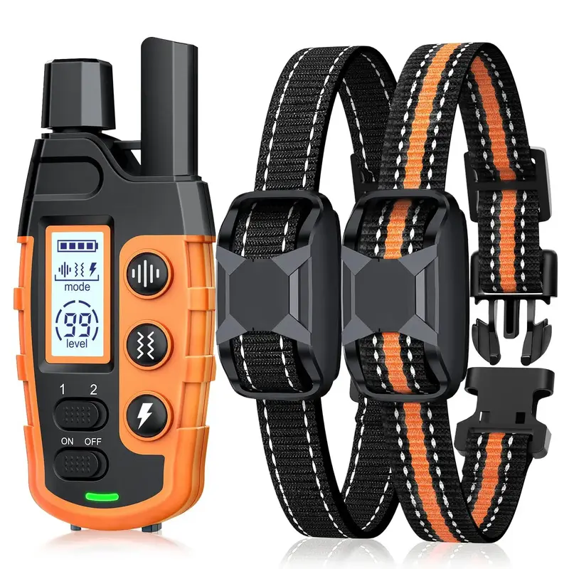 Electric Dog Training Collar, Rechargeable Waterproof Dog Training Collar with Shock, Vibration, Beep Modes, Adjustable Dog T...