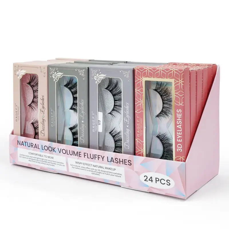 Natural Cluster False Eyelashes, 24 Pairs/set 4 Styles Curling Cluster False Eyelashes for Daily & Party Makeup, False Eyelas...