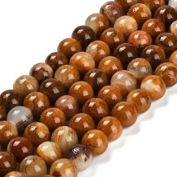 Natural Wood Lace Stone Beads Strands