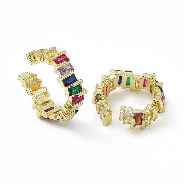 Colorful Cubic Zirconia Open Cuff Rings