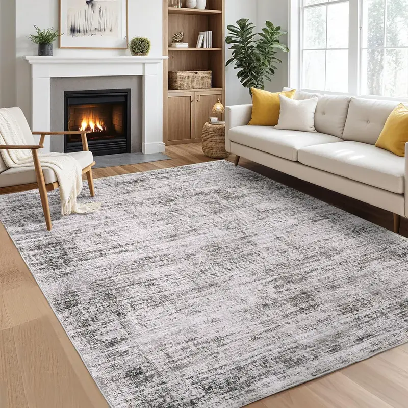 Garvee Persian Taupe 6x9 Area Washable Rugs, Soft Vintage Distressed Large Living Room Rug Retro Farmhouse Non Slip Low Pile ...