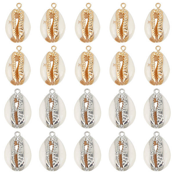 20Pcs 2 Styles Cowrie Shell Pendants